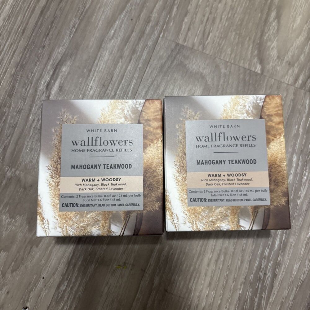 4 Mahogany Teakwood Wallflowers Refill Bulbs Bath & Body Works